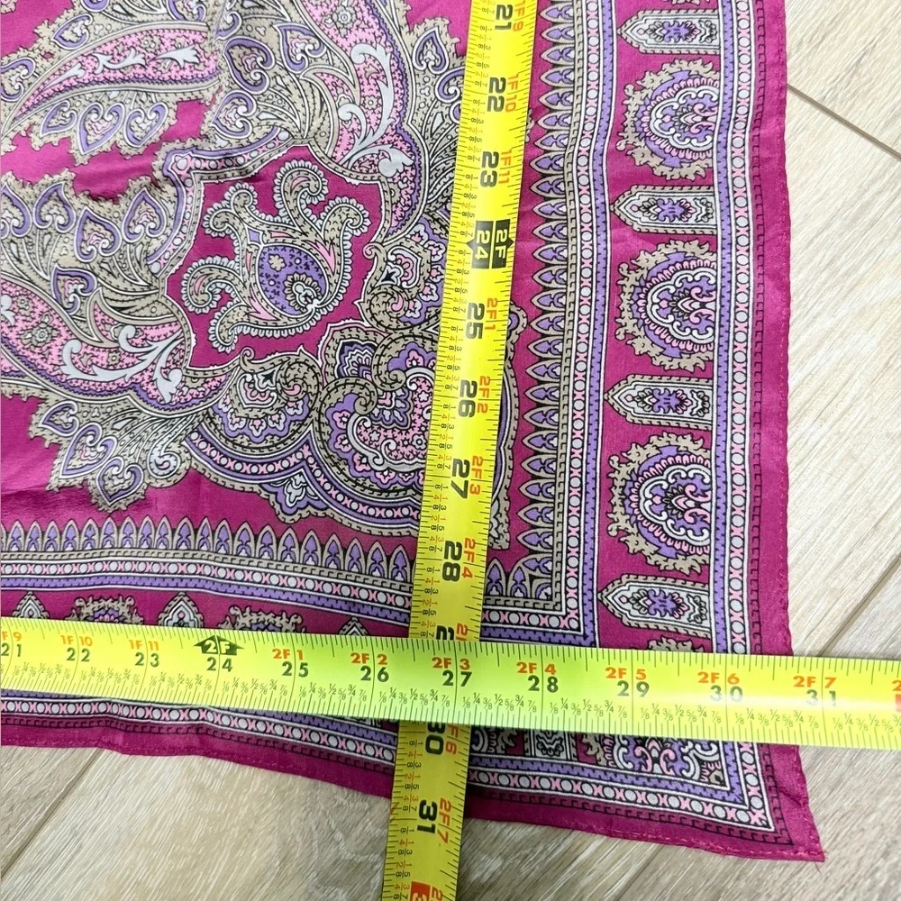 Elegant Paisley Silk Scarf - Purple and Red ( almost maroon)